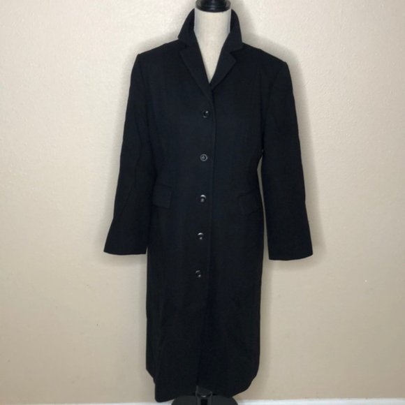 BROOKS 346 Solid Black Wool Blend Coat - Picture 1 of 5